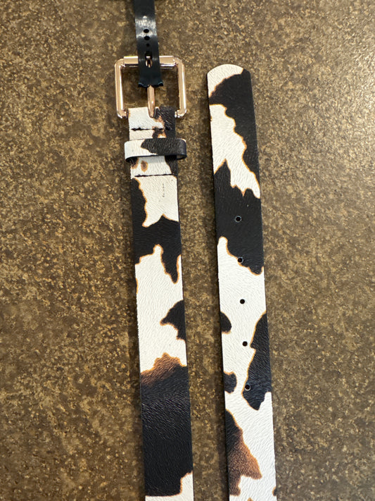 Cow print belt
