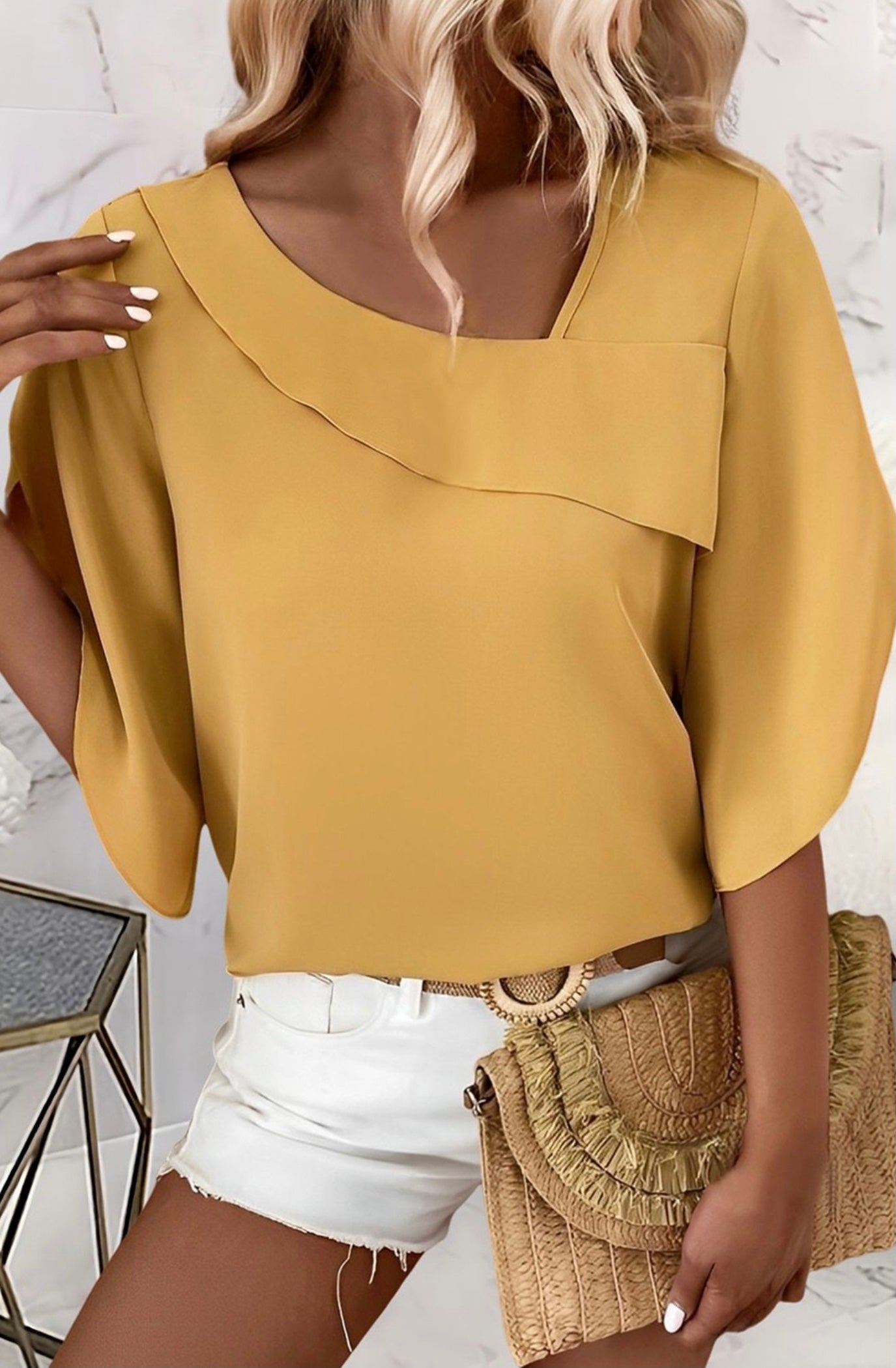 Yellow Asymmetrical Blouse