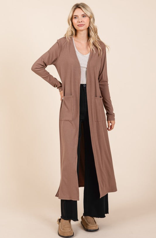 Ribbed knit duster