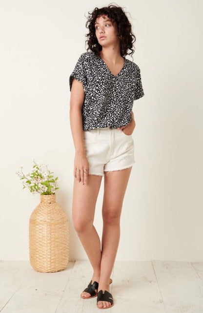 Print V neck top