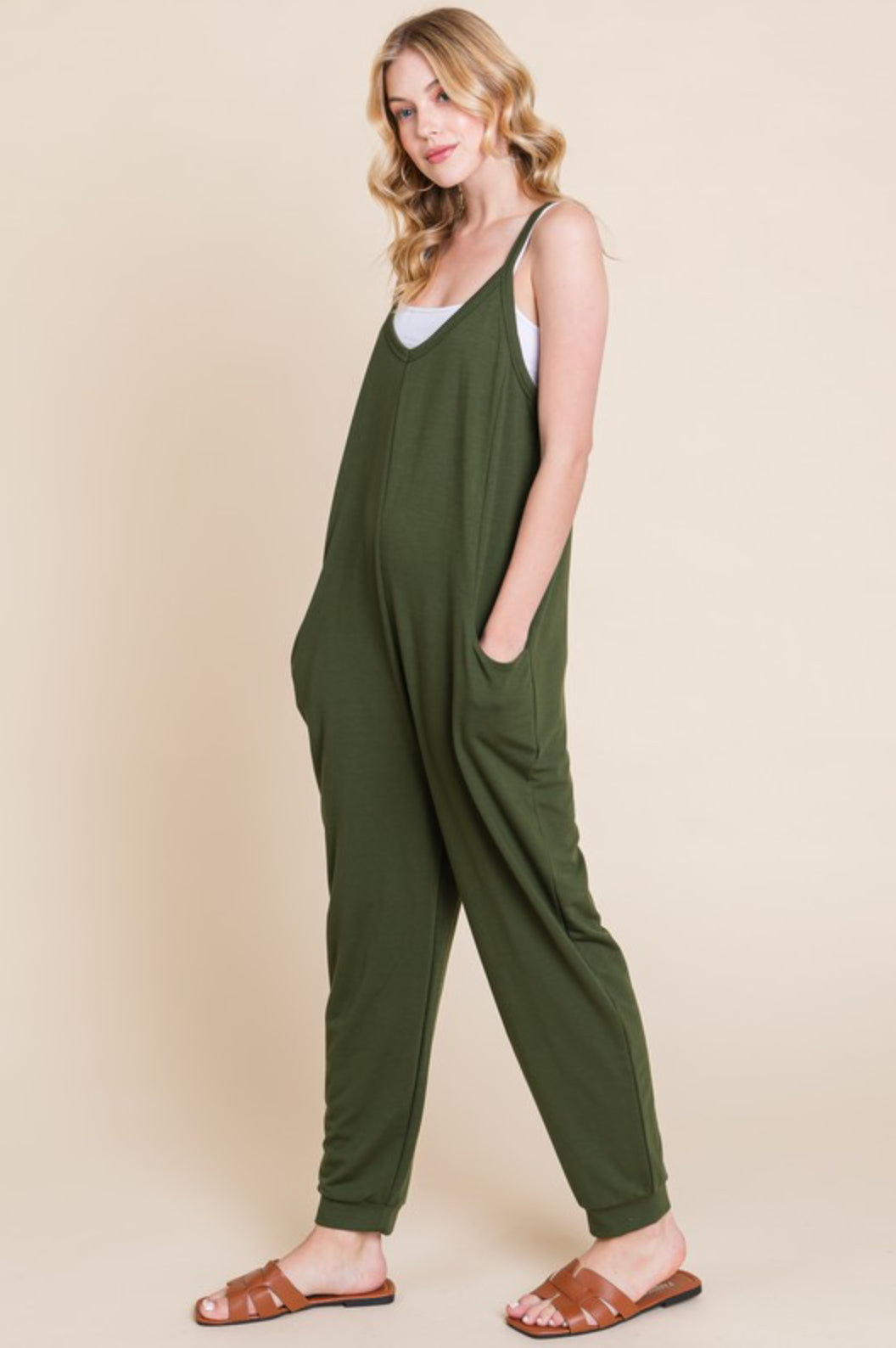 Ankle length cuff jumpsuit