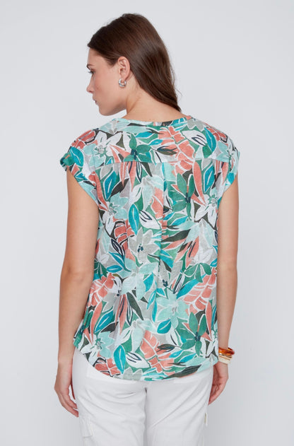 Teal multi Leaf Top