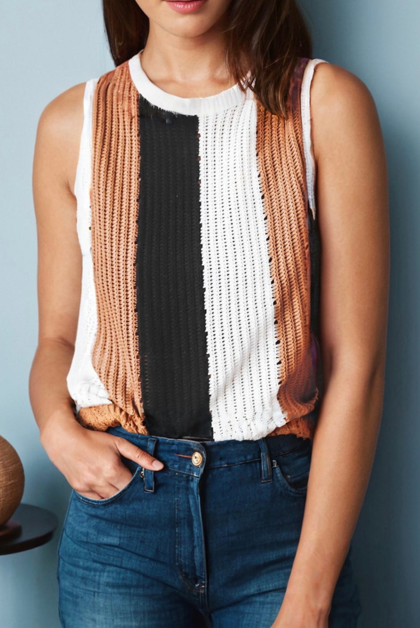 Colour Block Knitted Sweater Vest