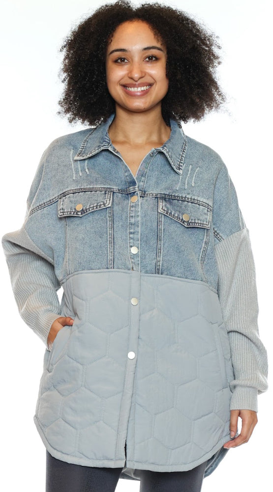 Denim Quilted Oversized Jacket
