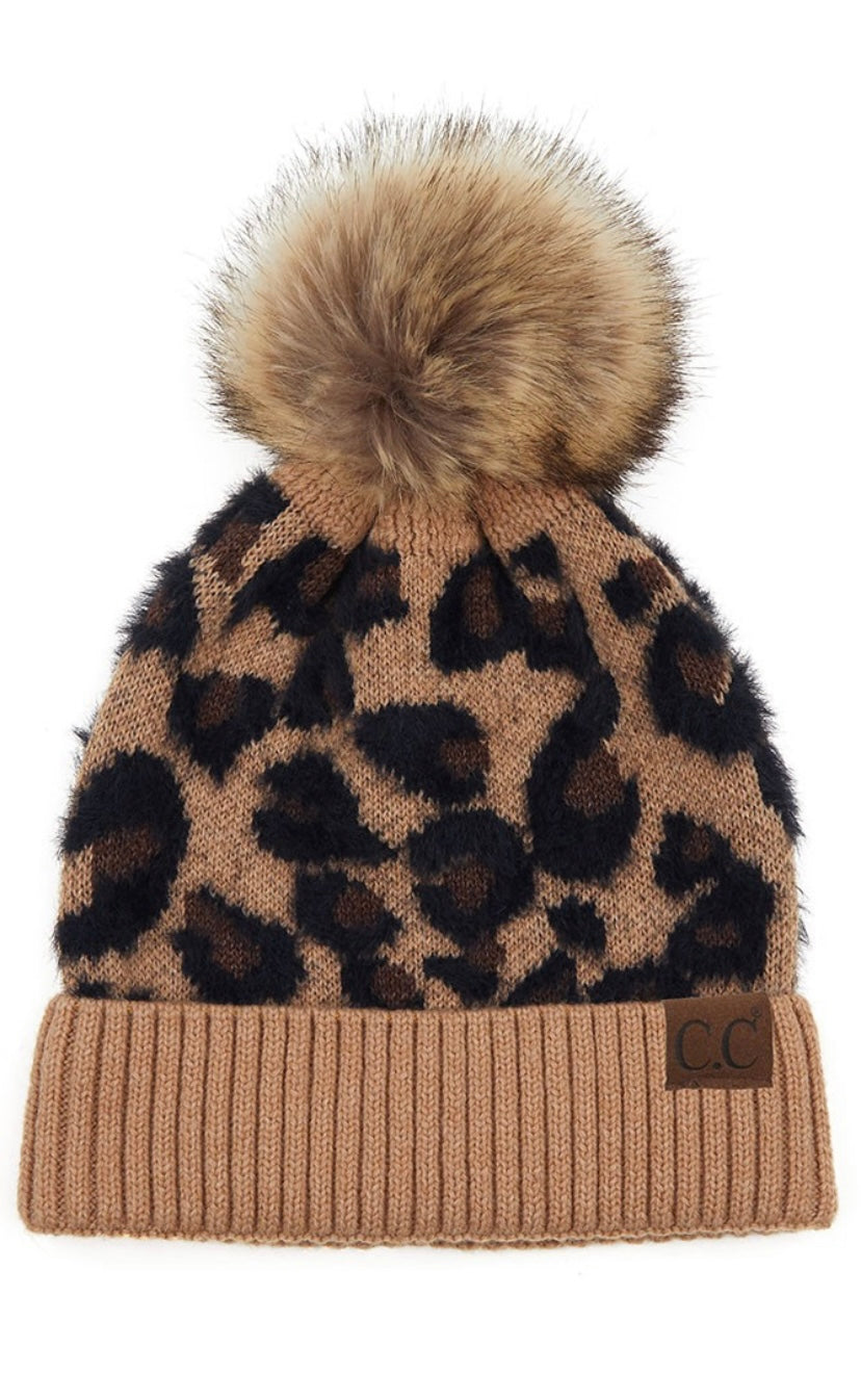 C.C Leopard Toque with Pom