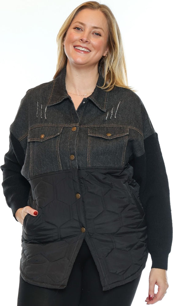 Denim Quilted Oversized Jacket