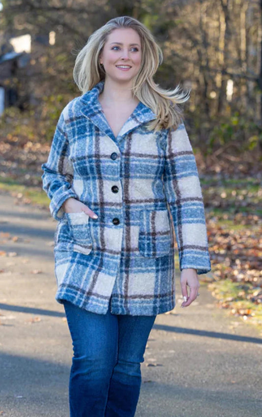 Blue plaid coat