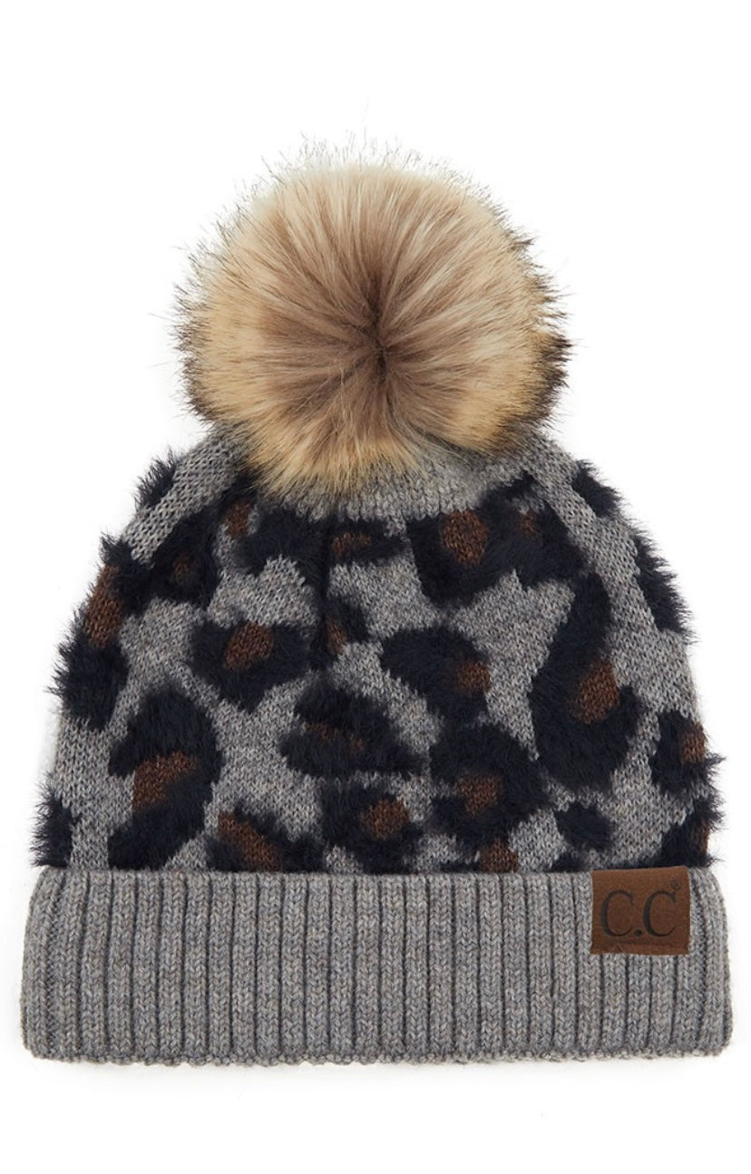 C.C Leopard Toque with Pom