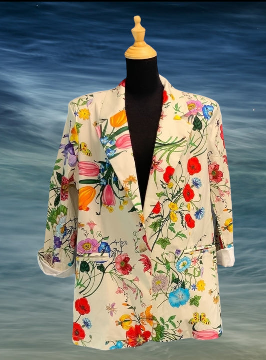 Floral Cotton Suit Jacket