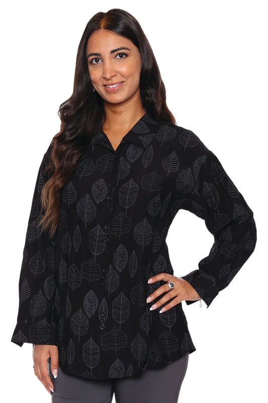Black leaf print