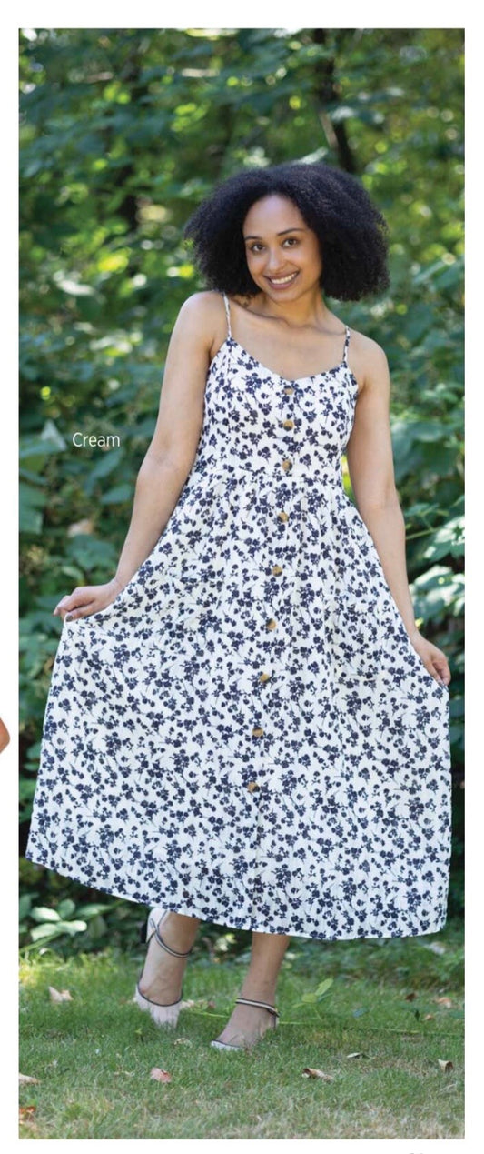 Cream Floral Maxi Dress